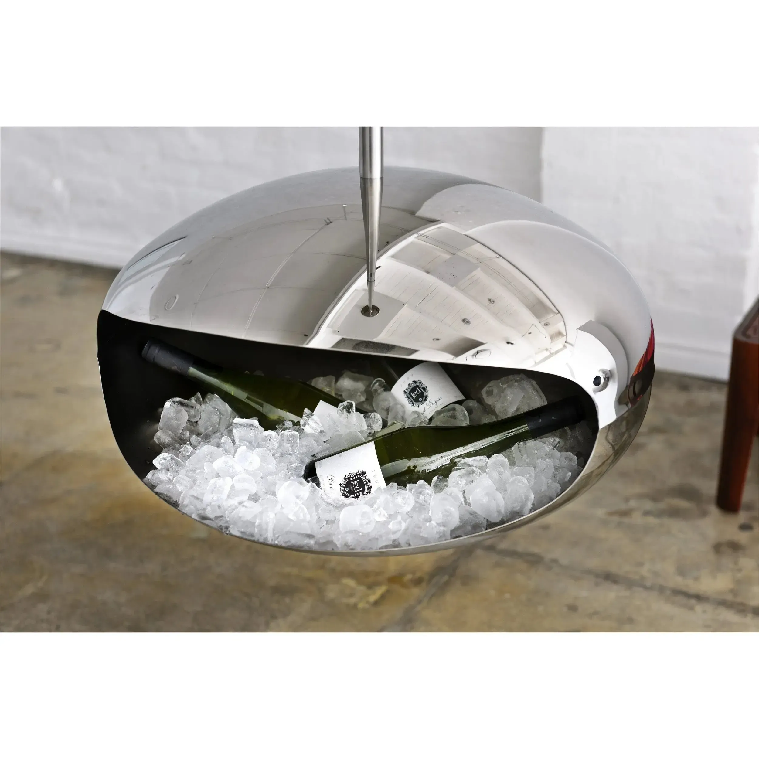 Cocoon Aeris Hanging Ethanol Fireplace - Stainless Steel With Angled Pole - Image 4