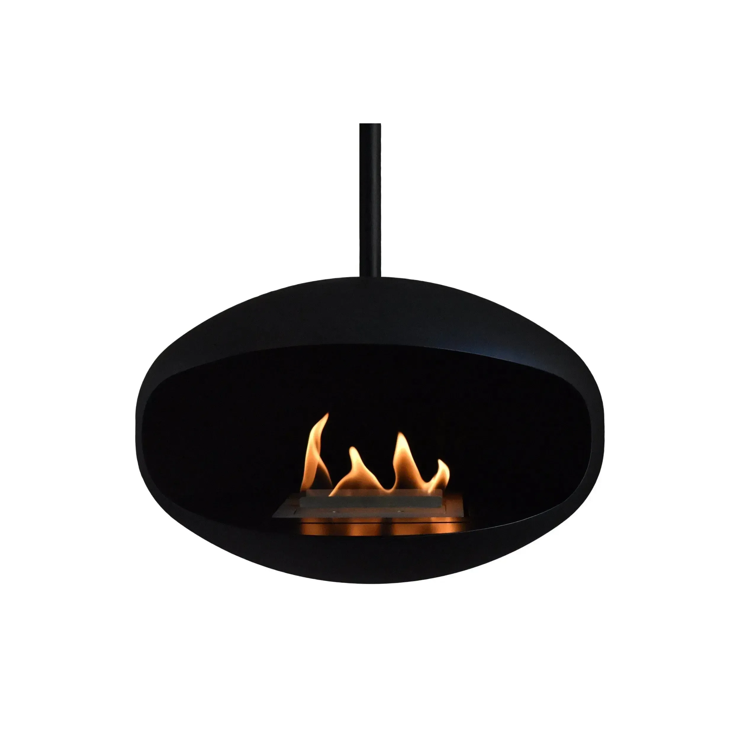 Cocoon Aeris Hanging Ethanol Fireplace - Matt Black With Angled Pole - Image 10