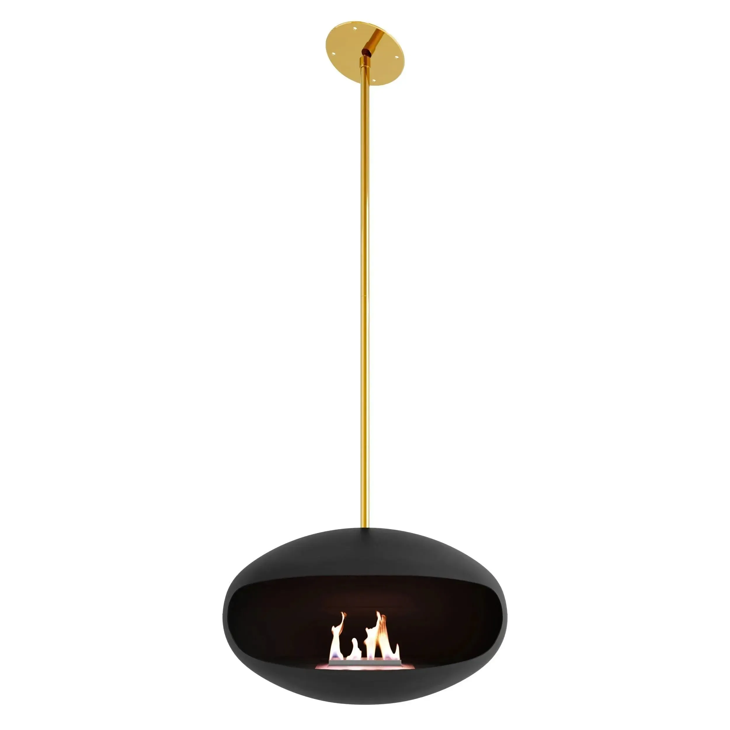 Cocoon Aeris Hanging Ethanol Fireplace - Matt Black With Angled Pole - Image 7