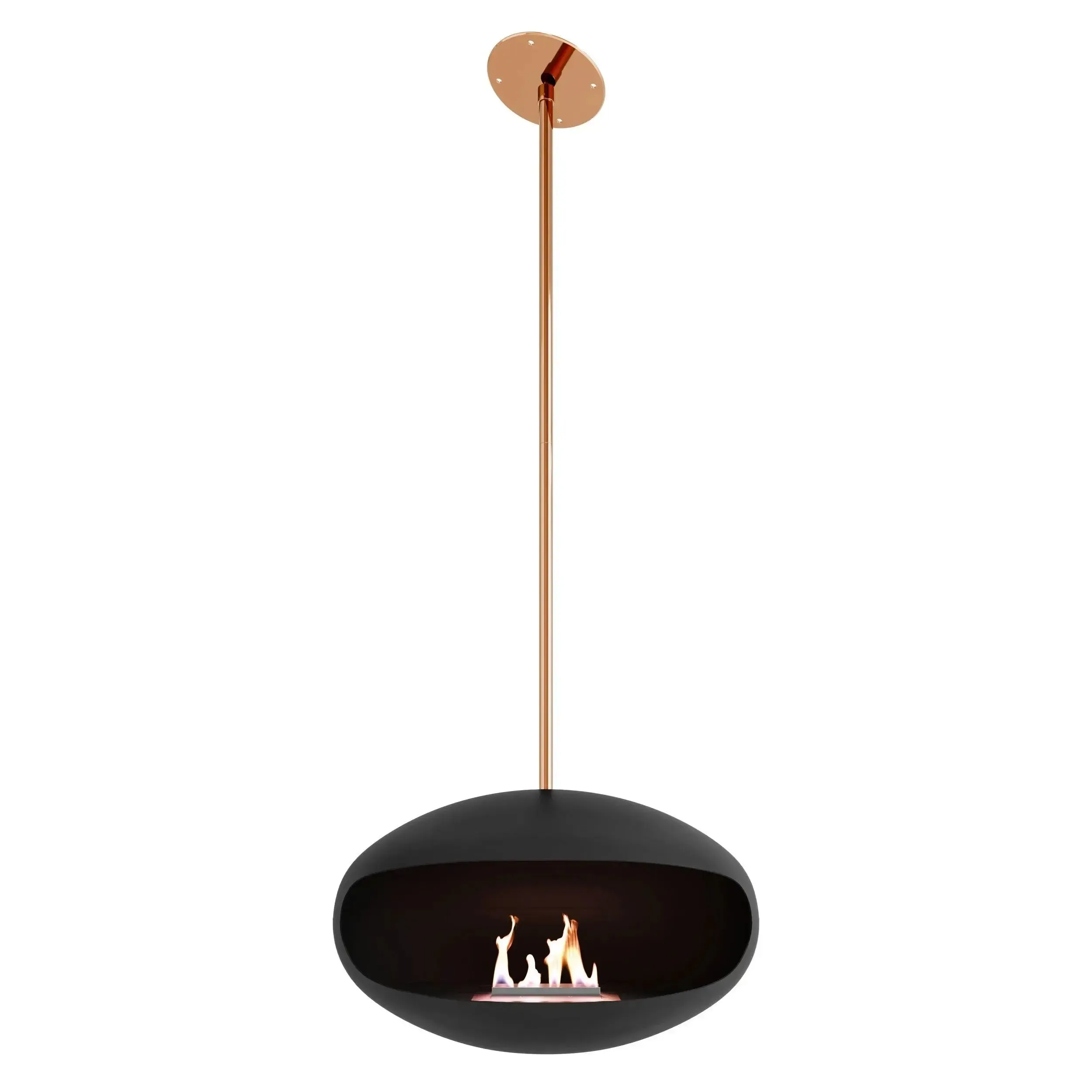 Cocoon Aeris Hanging Ethanol Fireplace - Matt Black With Angled Pole - Image 8