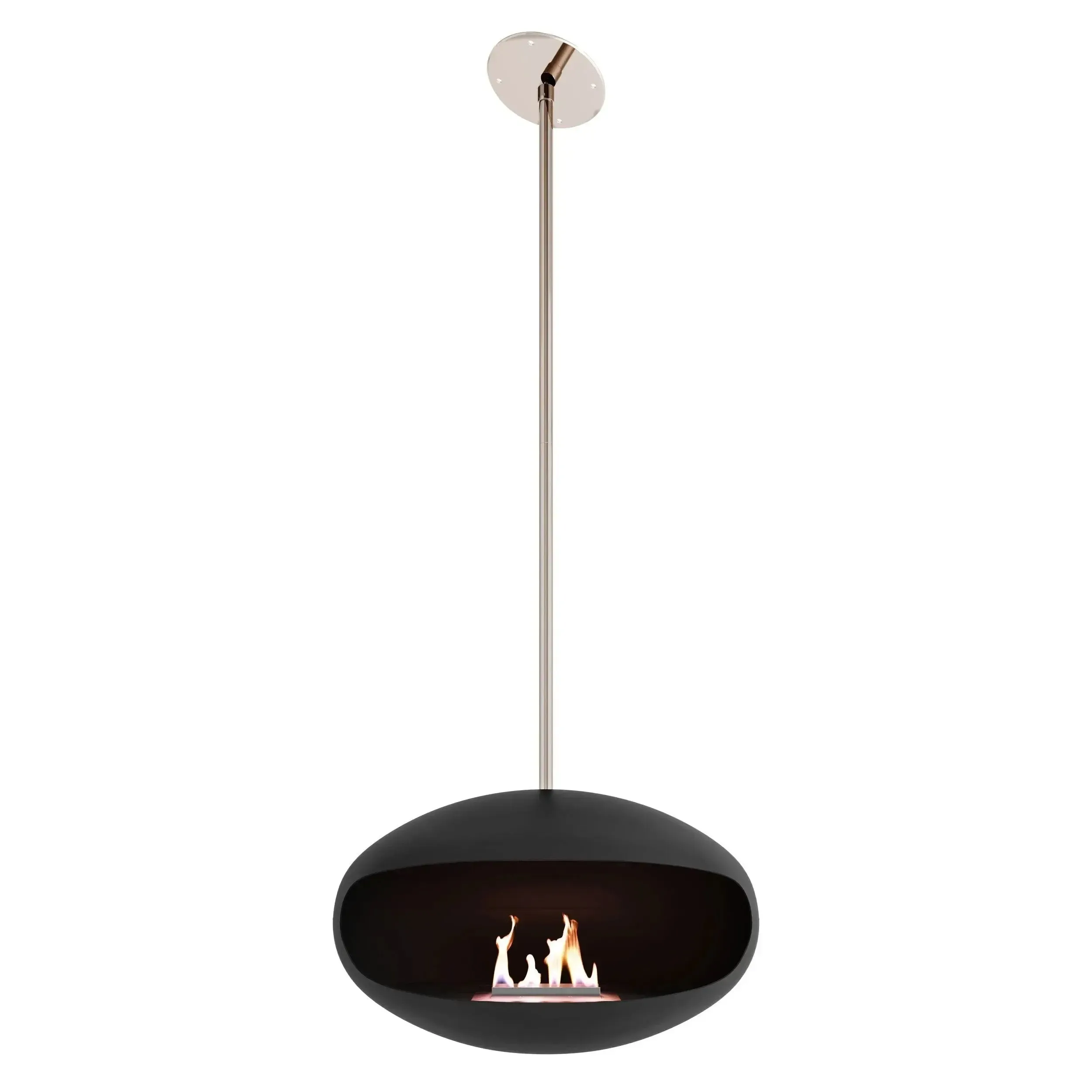 Cocoon Aeris Hanging Ethanol Fireplace - Matt Black With Angled Pole - Image 9