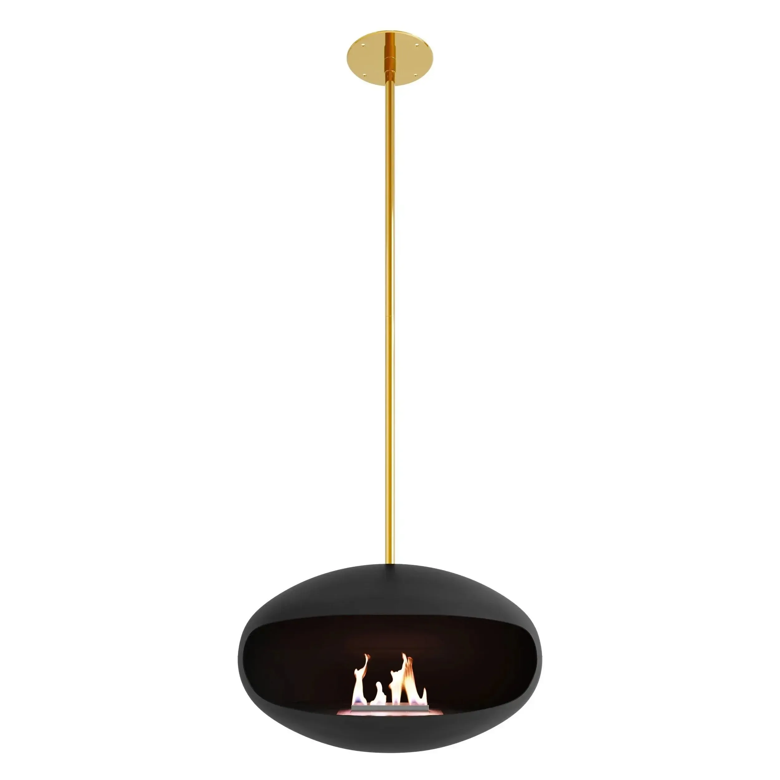 Cocoon Aeris Hanging Ethanol Fireplace - Matt Black With Straight Pole - Image 10