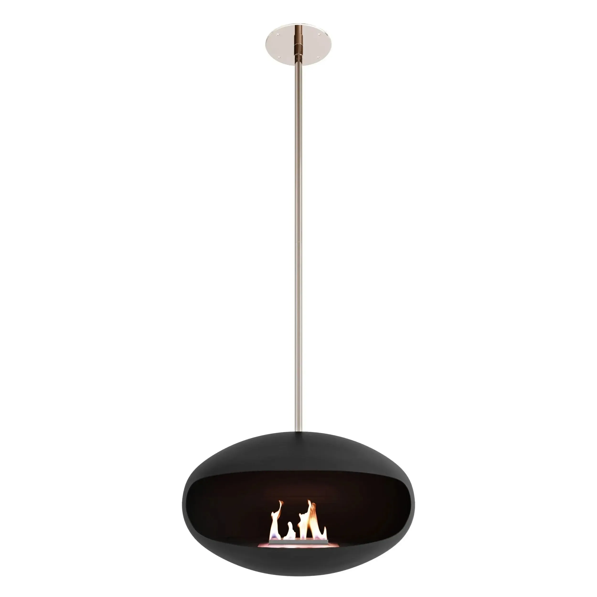Cocoon Aeris Hanging Ethanol Fireplace - Matt Black With Straight Pole - Image 7