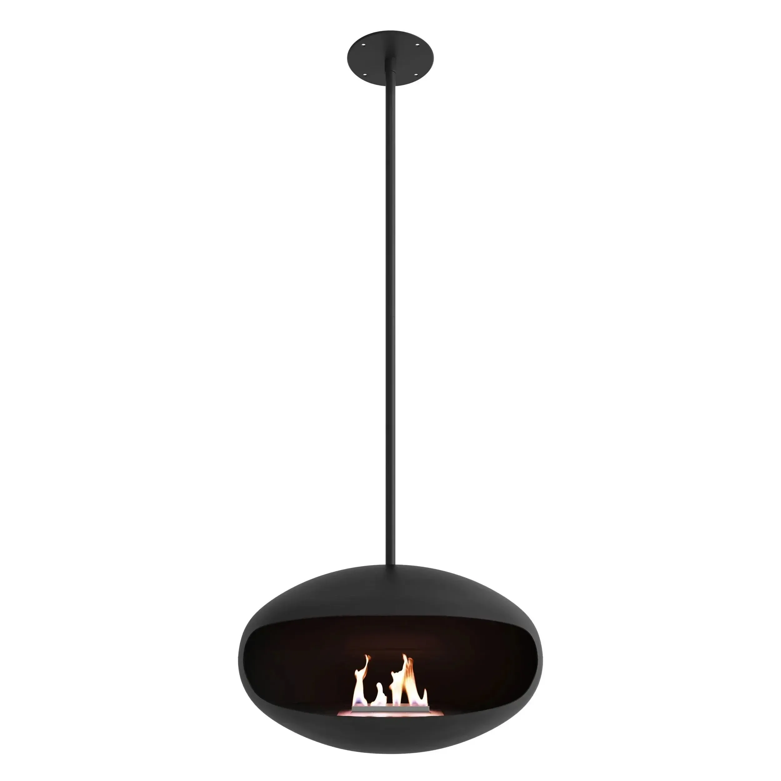 Cocoon Aeris Hanging Ethanol Fireplace - Matt Black With Straight Pole - Image 8