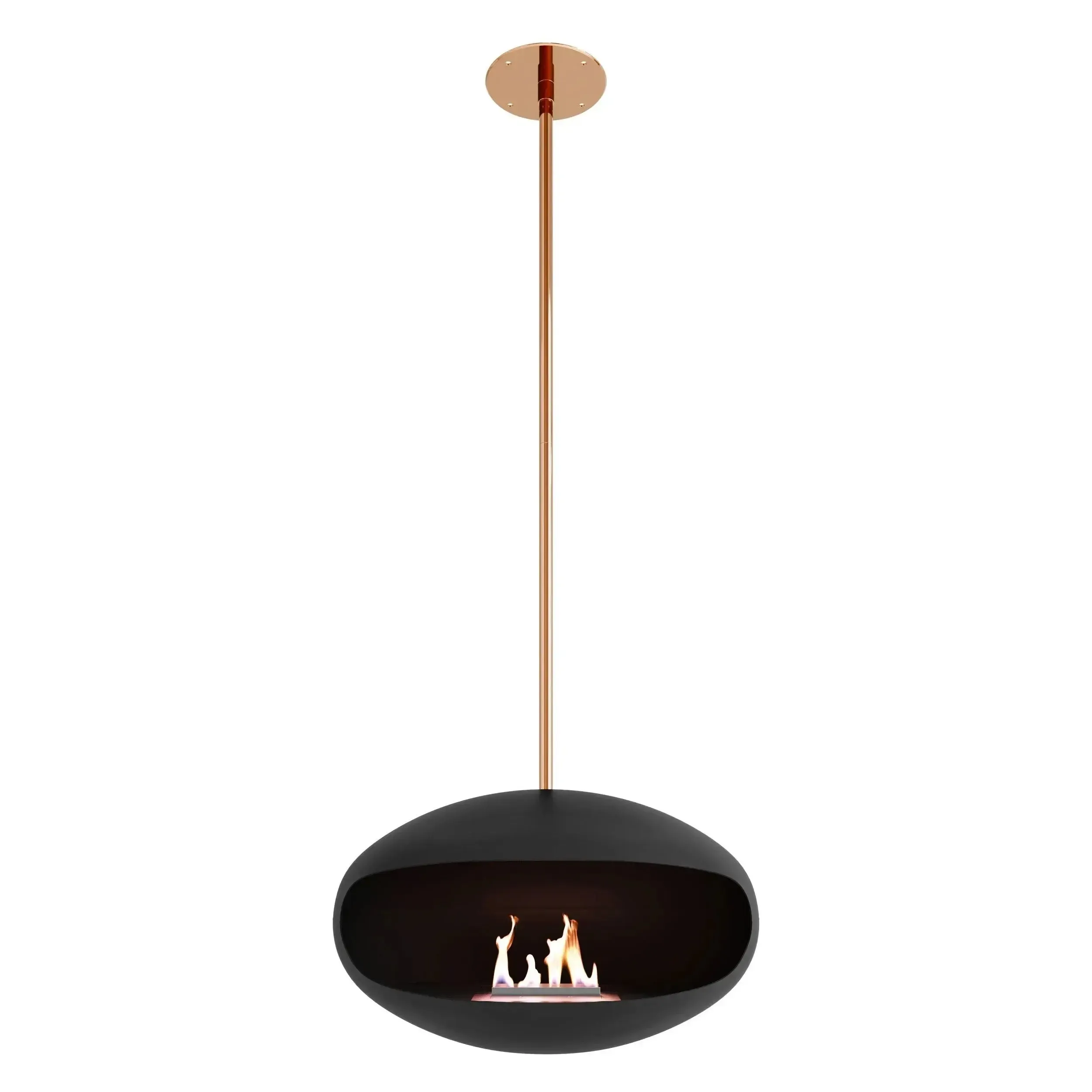 Cocoon Aeris Hanging Ethanol Fireplace - Matt Black With Straight Pole - Image 9