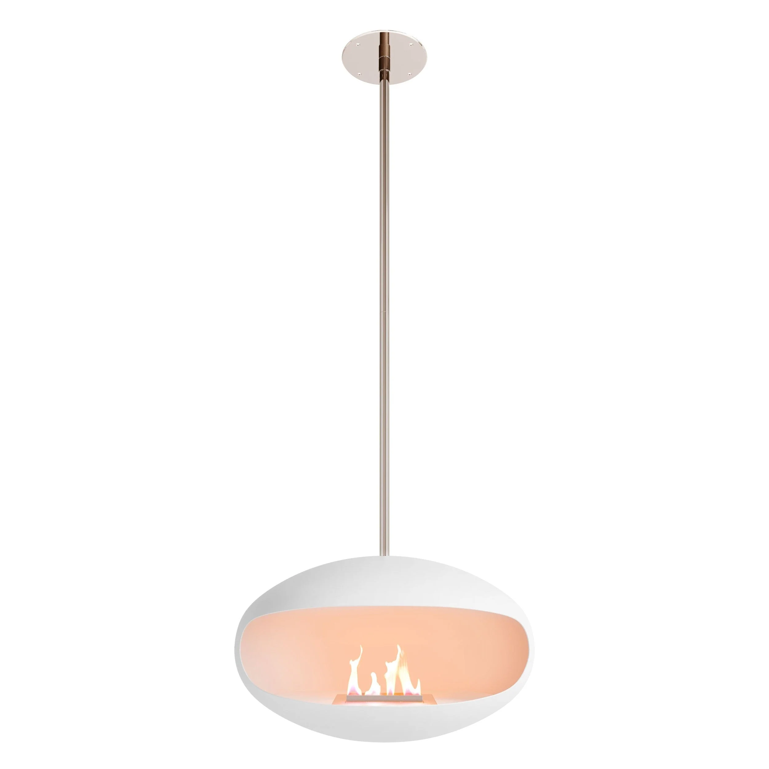 Cocoon Aeris Hanging Ethanol Fireplace - Matt White With Straight Pole - Image 5