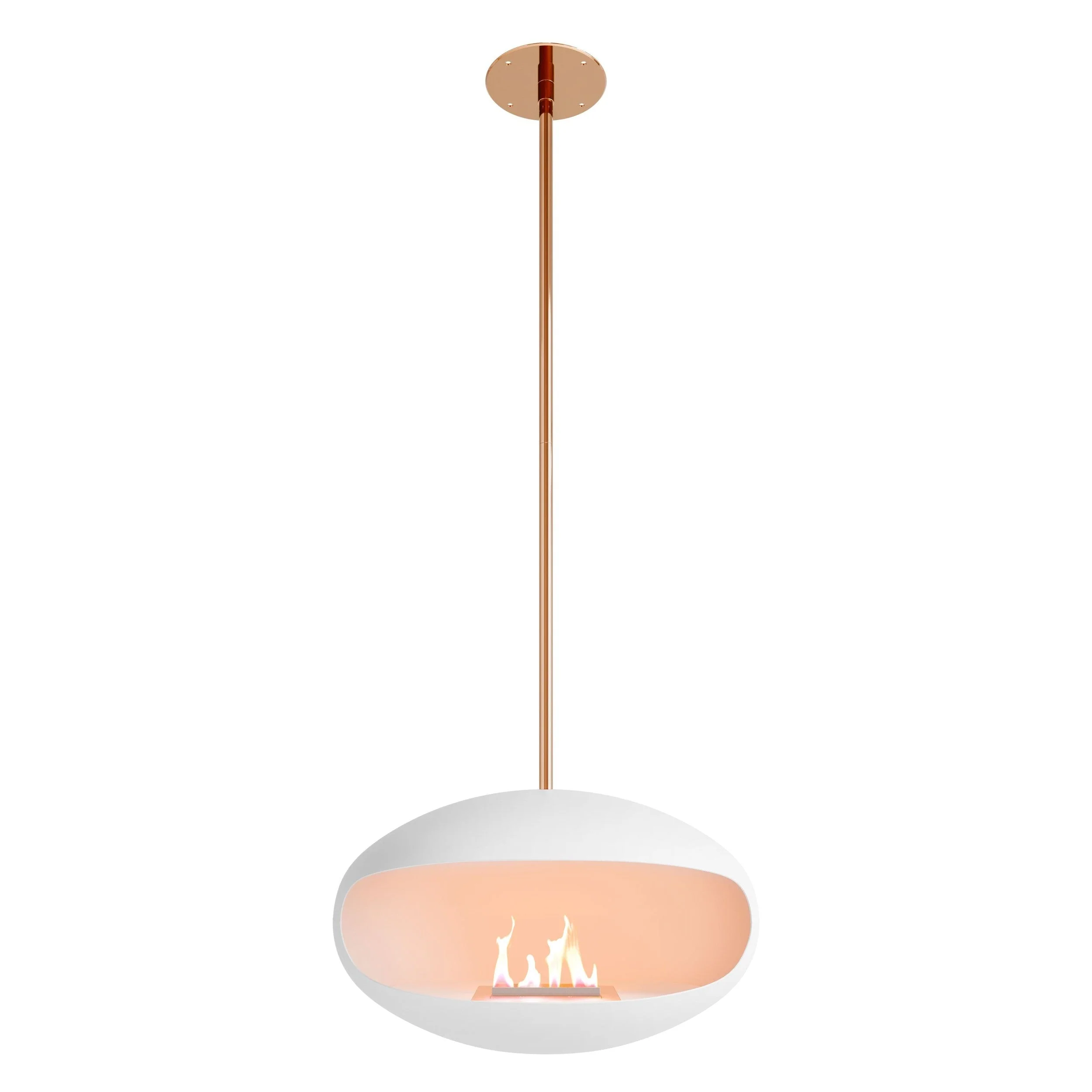 Cocoon Aeris Hanging Ethanol Fireplace - Matt White With Straight Pole - Image 8