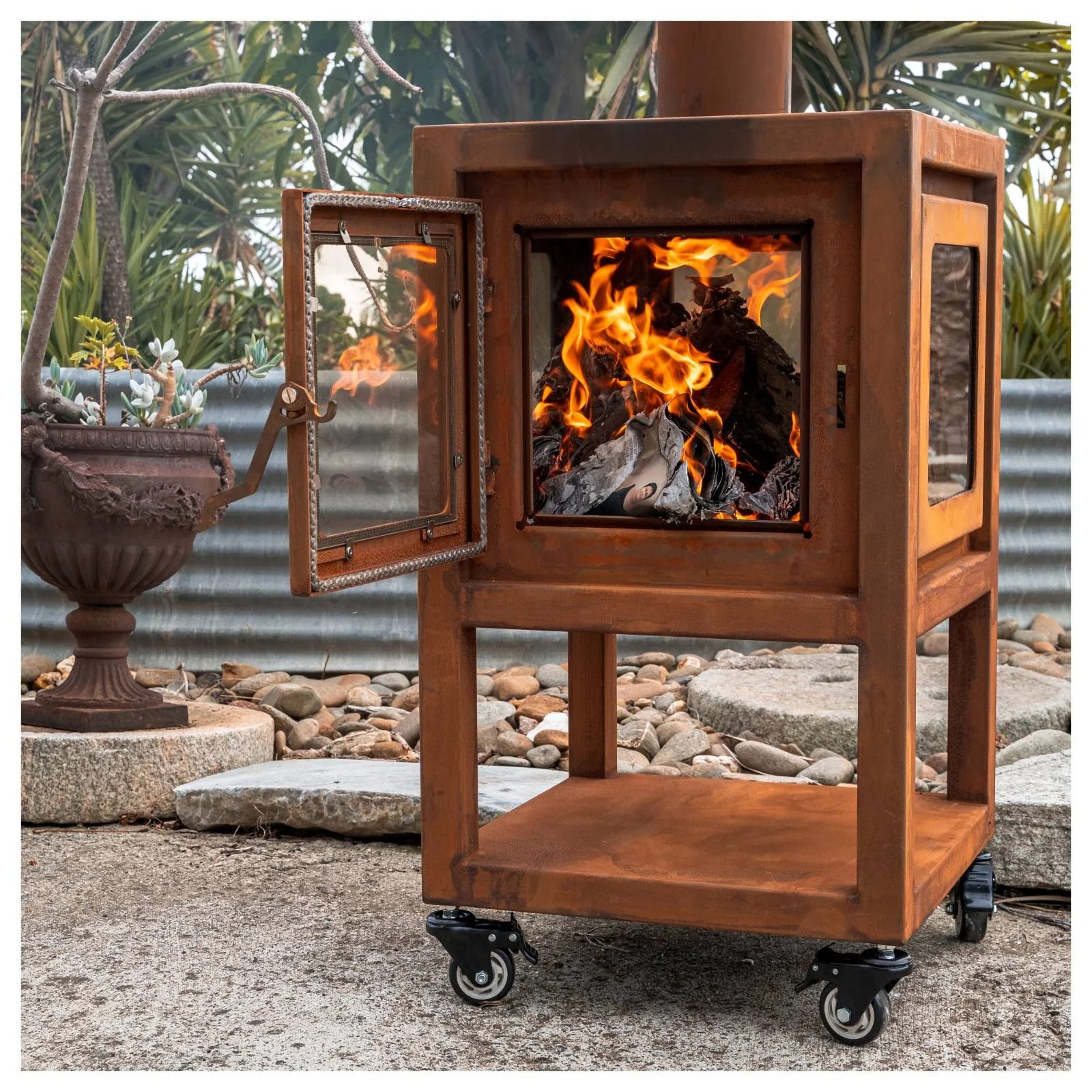 Lazaro Medium Outdoor Wood Fireplace - Image 4