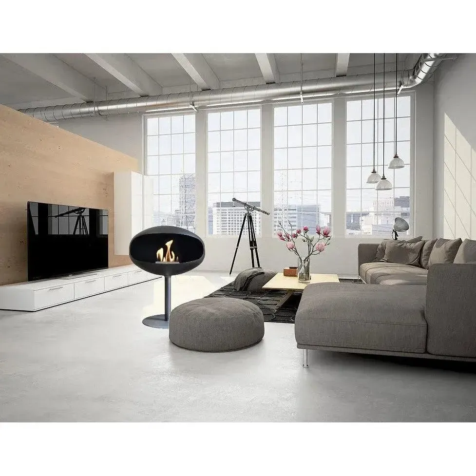Cocoon Pedestal Standing Ethanol Fireplace - Matt Black - Image 3