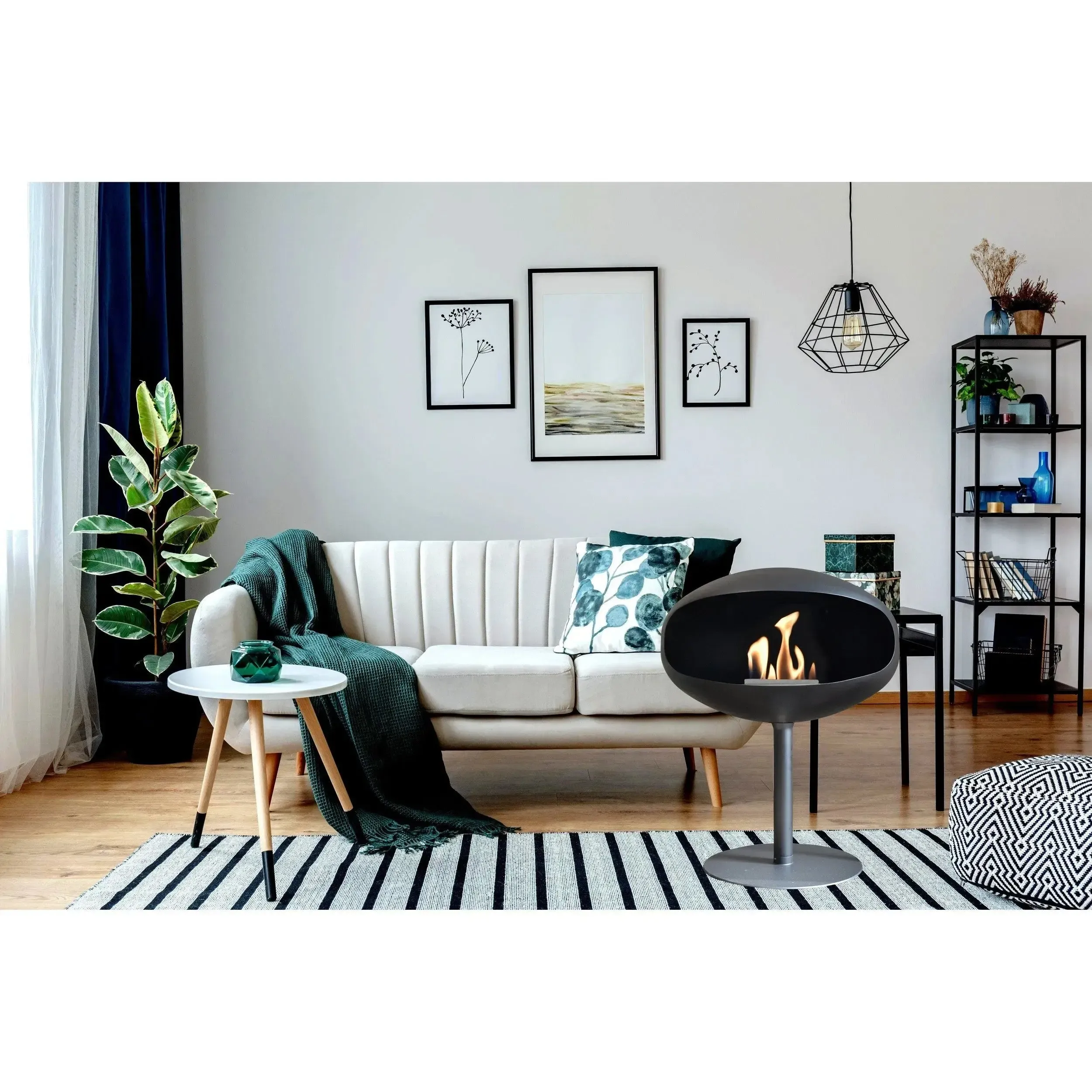 Cocoon Pedestal Standing Ethanol Fireplace - Matt Black - Image 5