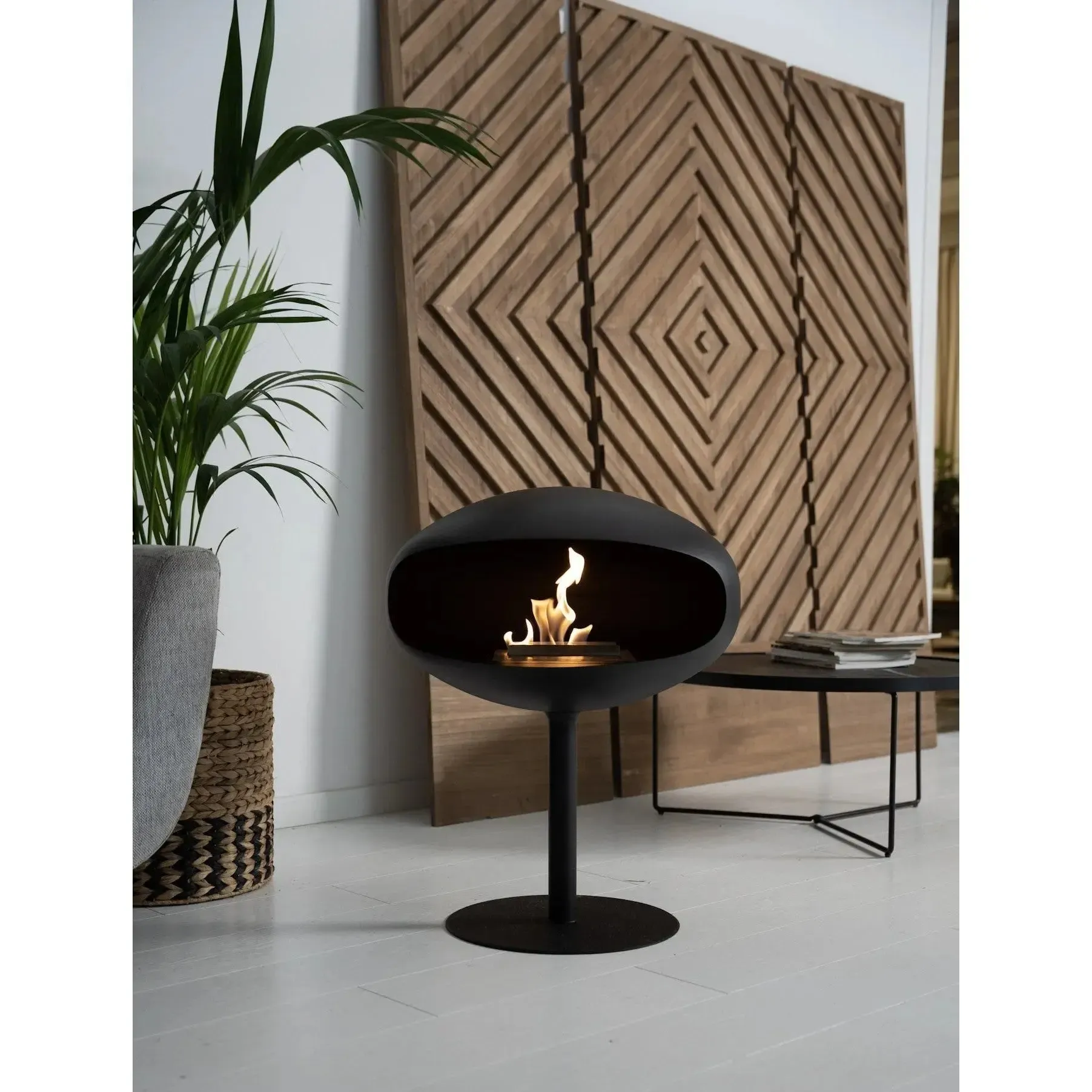 Cocoon Pedestal Standing Ethanol Fireplace - Matt Black - Image 6