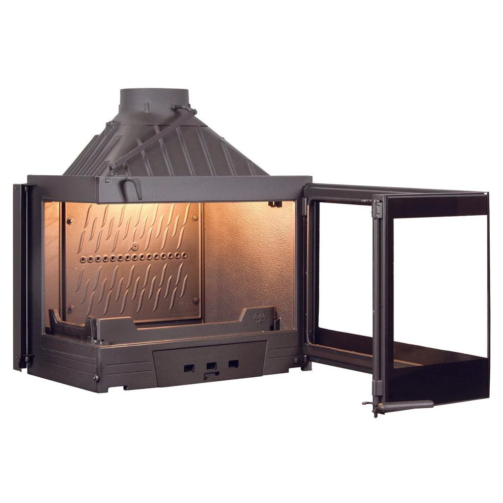 Seguin Europa 7 Wood Fireplace With Left Sided Glass & Black Line Glass - Image 3