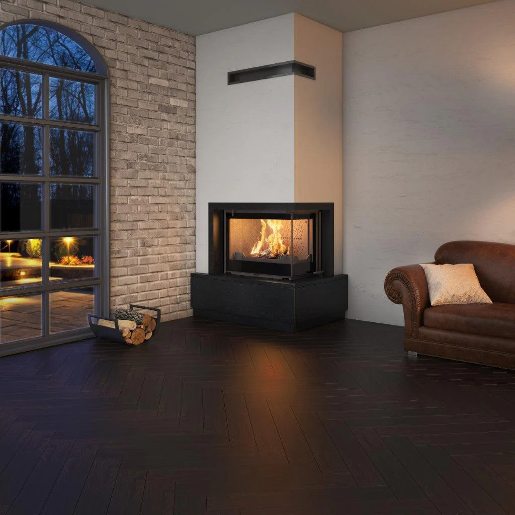 Seguin Europa 7 Wood Fireplace With Right Sided Glass & Black Line Glass & Lift - Image 3