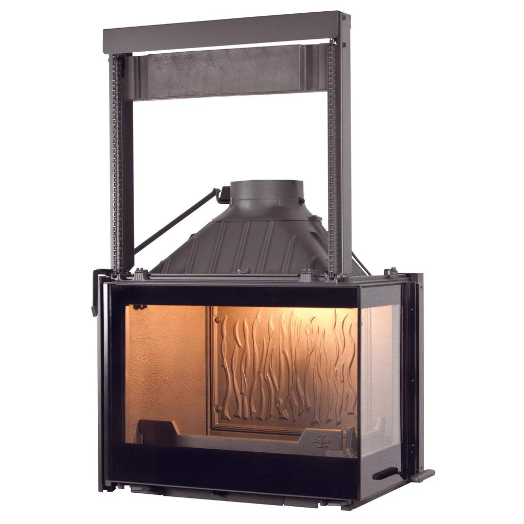 Seguin Europa 7 Wood Fireplace With Right Sided Glass & Black Line Glass & Lift - Image 6