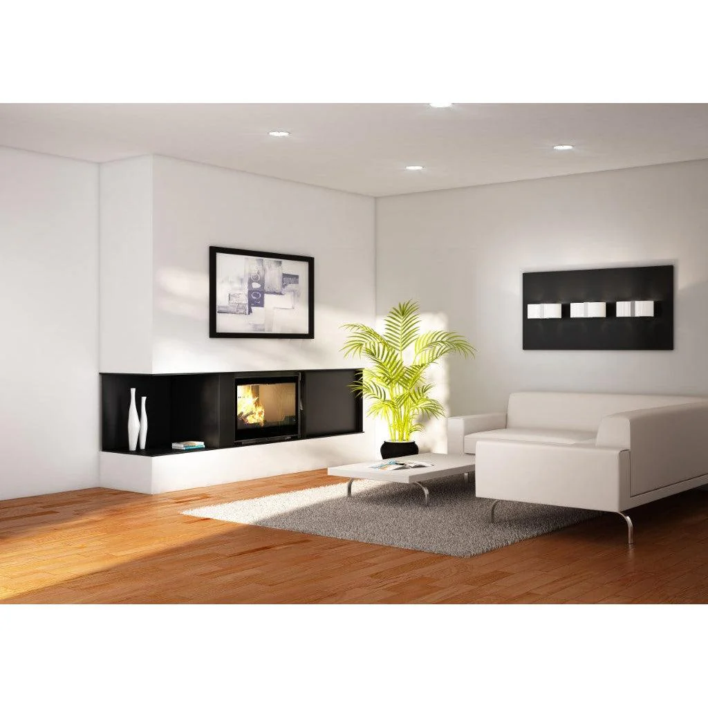Seguin Visio 8 Plus Wood Fireplace With Black Line Glass, Swing Door & Brick Lining - Image 3