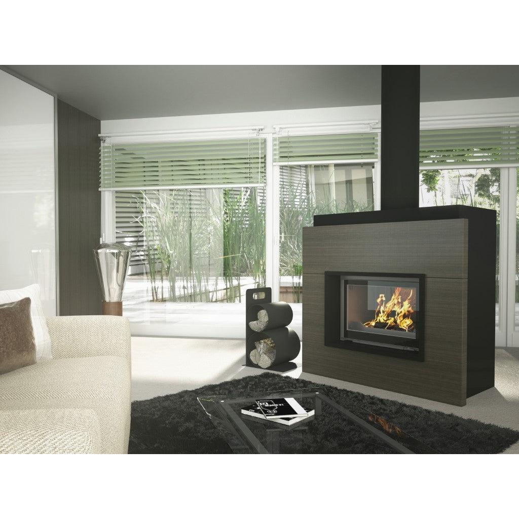 Seguin Visio 8 Plus Wood Fireplace With Black Line Glass, Swing Door & Brick Lining - Image 4