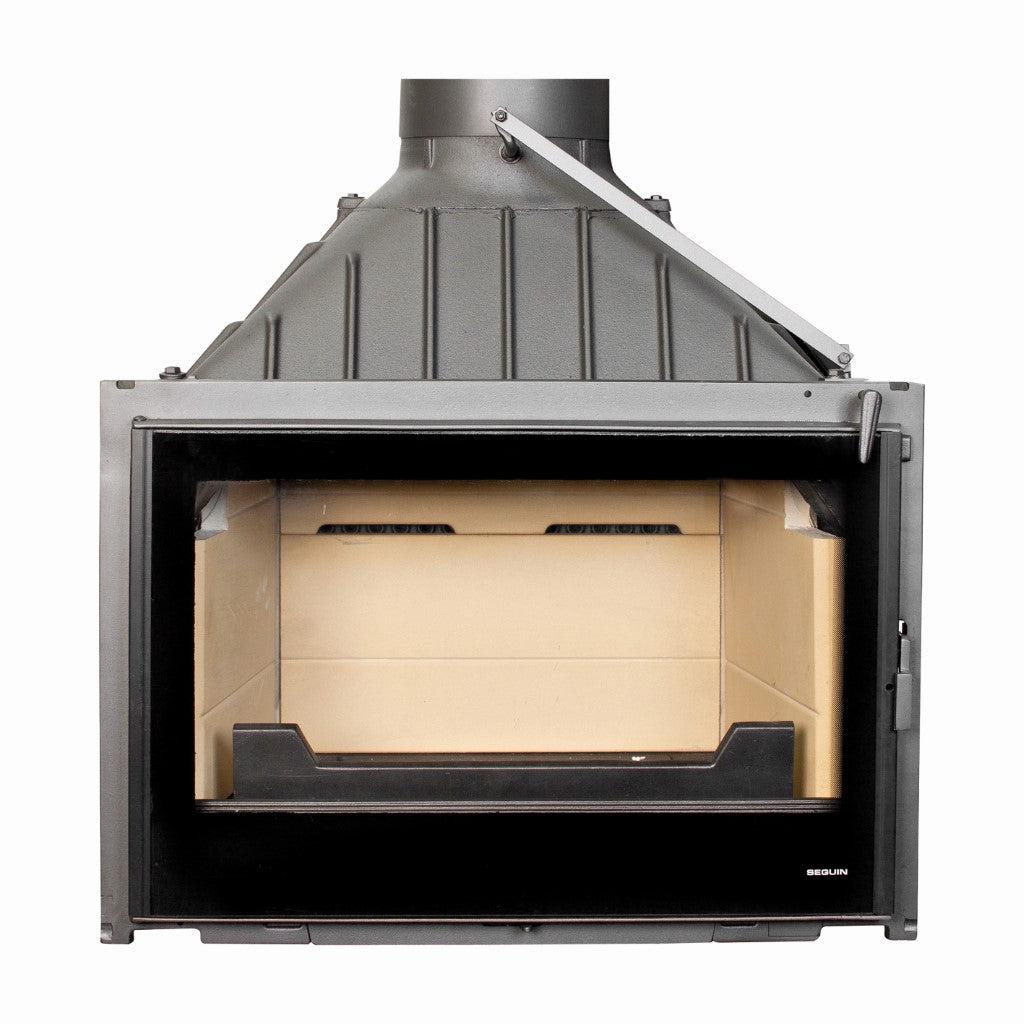 Seguin Visio 8 Plus Wood Fireplace With Black Line Glass, Swing Door & Brick Lining - Image 5