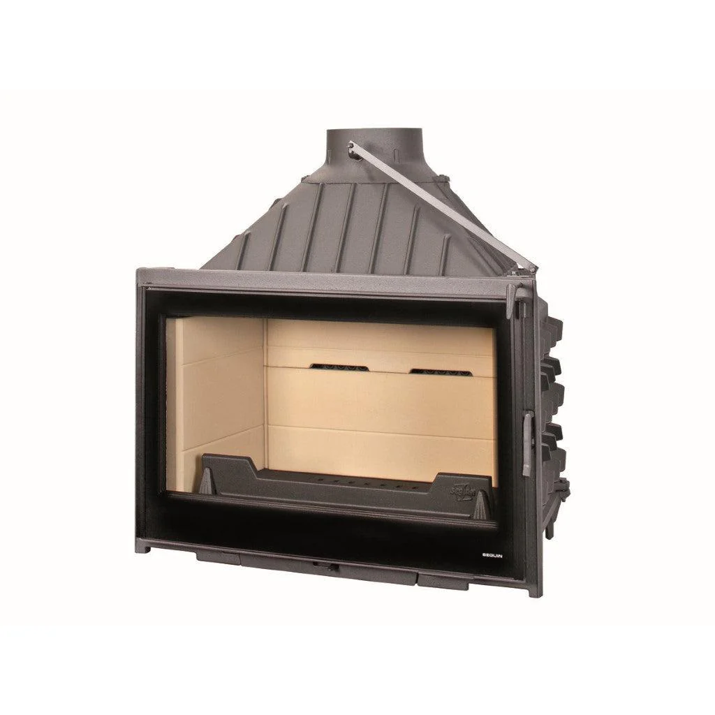 Seguin Visio 8 Plus Wood Fireplace With Black Line Glass, Swing Door & Brick Lining - Image 6